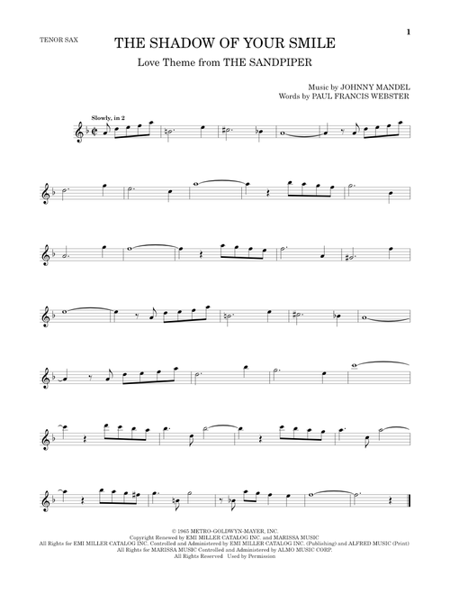The Shadow Of Your Smile - Johnny Mandel, Paul Francis Webster (Tenor Sax Solo)