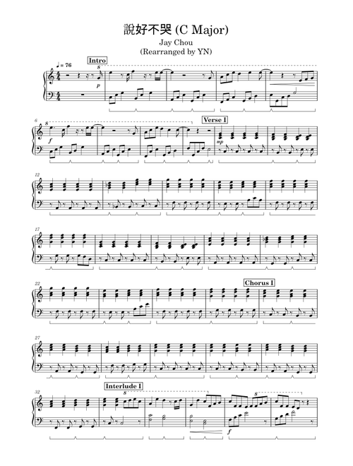 （C Major) 說好不哭 (Won't Cry) – Jay Chou