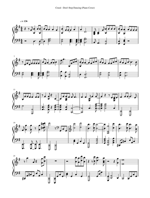Don't Stop Dancing (Arr. JohnHenry) - Creed (Piano Solo)