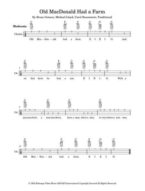 Old Macdonald Had A Farm (Arr. Matt Lawton) - Carol Rosenstein, Traditional, Bruce Gowers (Ukulele)