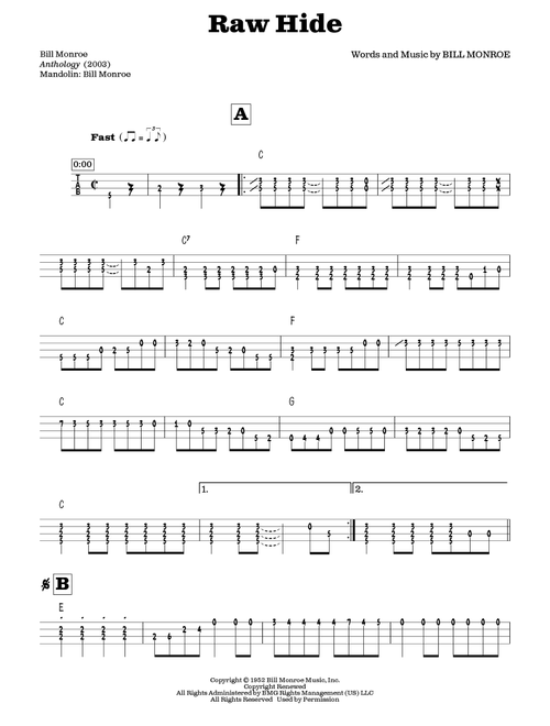 Raw Hide (arr. Fred Sokolow) - Bill Monroe (Mandolin)