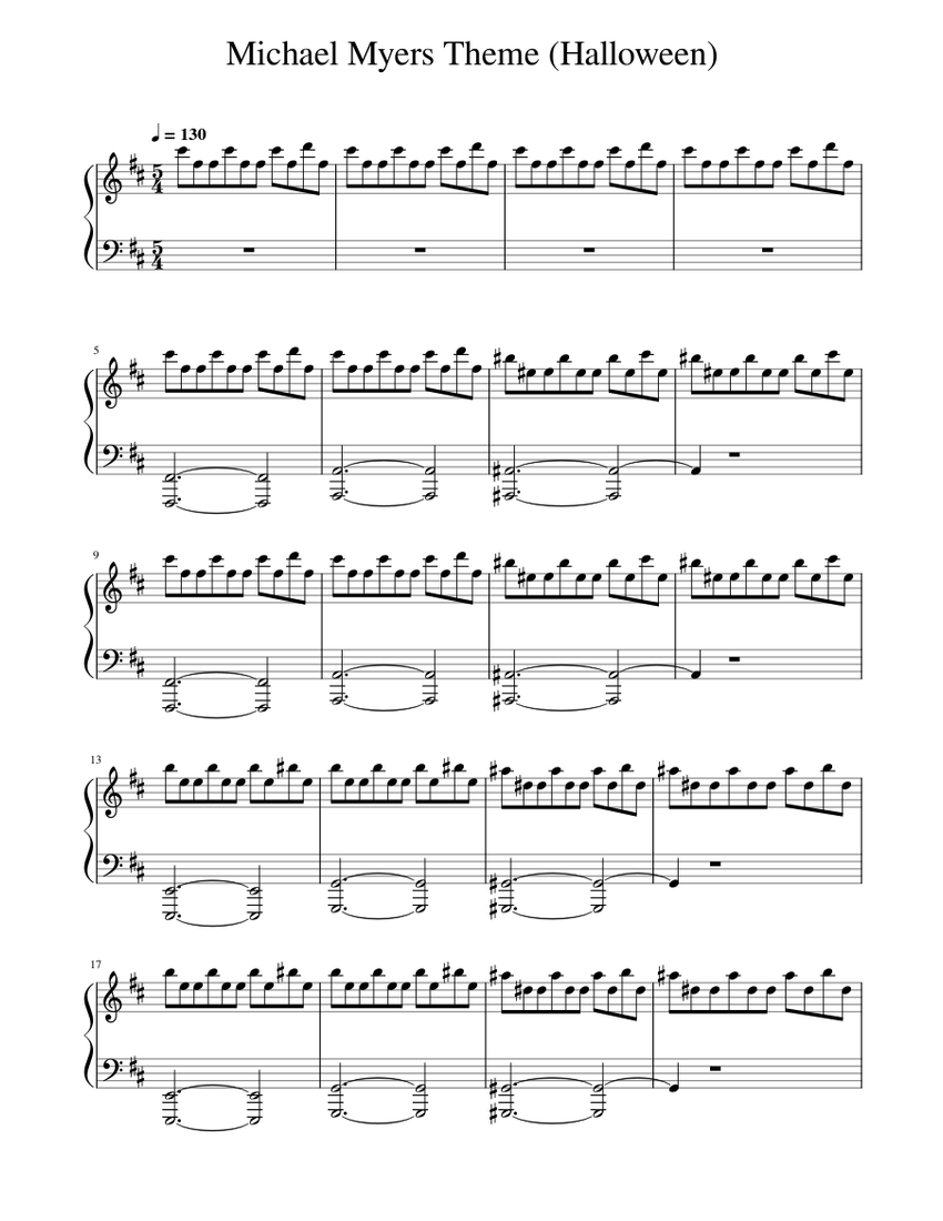 Michael Myers Theme Halloween Sheet music for Piano (Solo)