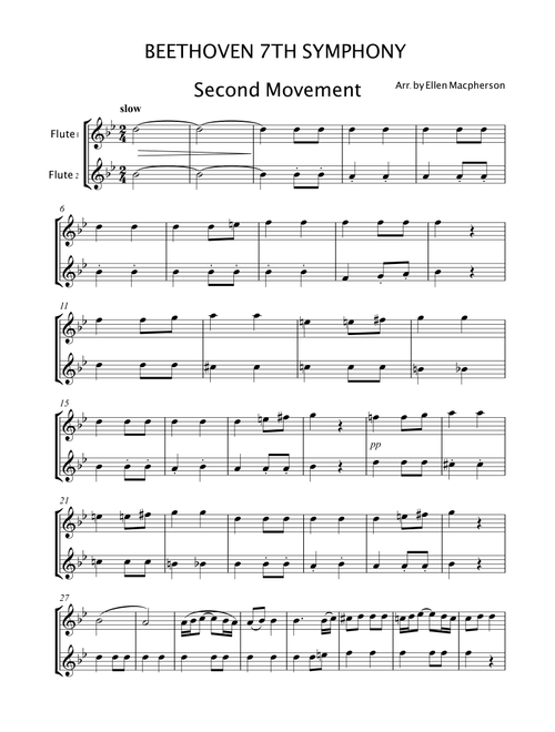 Beethoven 7th Symphony - Flute Duet (Arr. Ellen Macpherson) (Flute Solo)