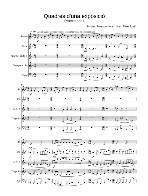 Modest Mussorgsky - Pictures at an Exhibition:  Promenade 1 (Woodwind quintet)