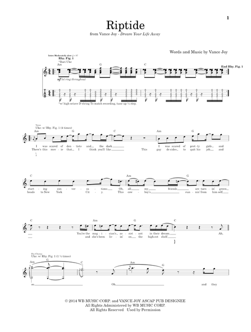 Riptide - Vance Joy (Ukulele Tab)