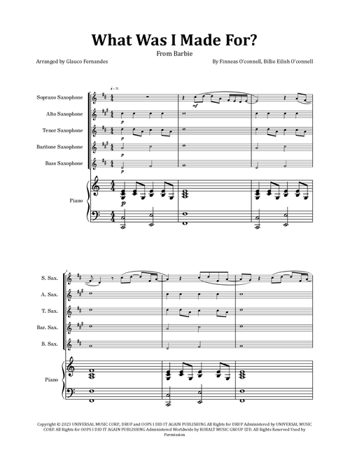 What Was I Made For? (Arr. Glauco Fernandes) - Billie Eilish (Woodwind Ensemble)