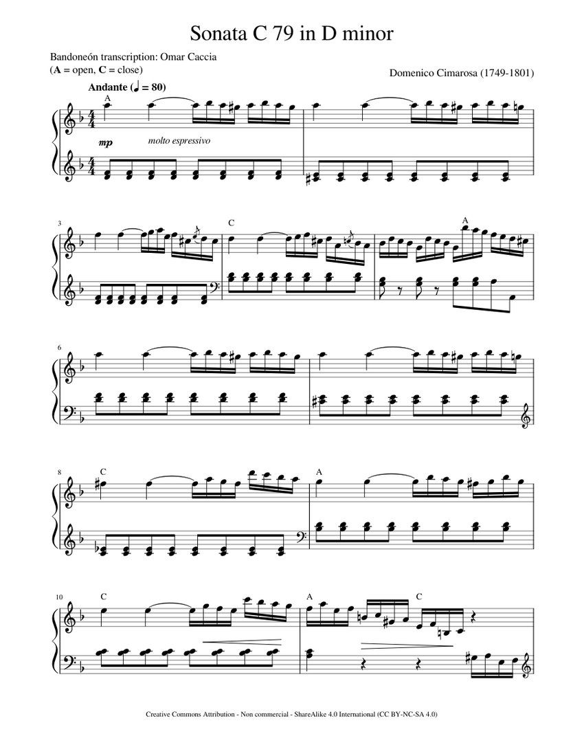 Sonata in D Minor, C79 – Domenico Cimarosa Sheet Music for