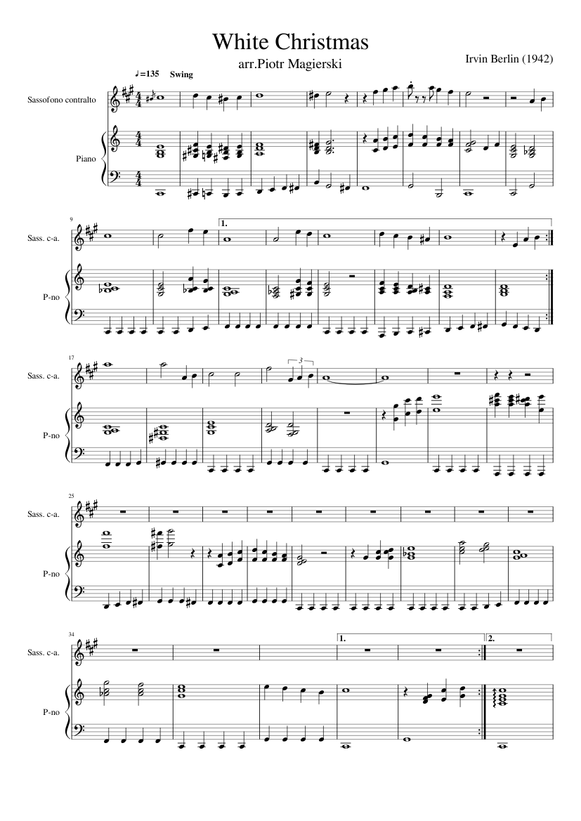 White Christmas Sheet for Piano, Saxophone alto (Solo) |