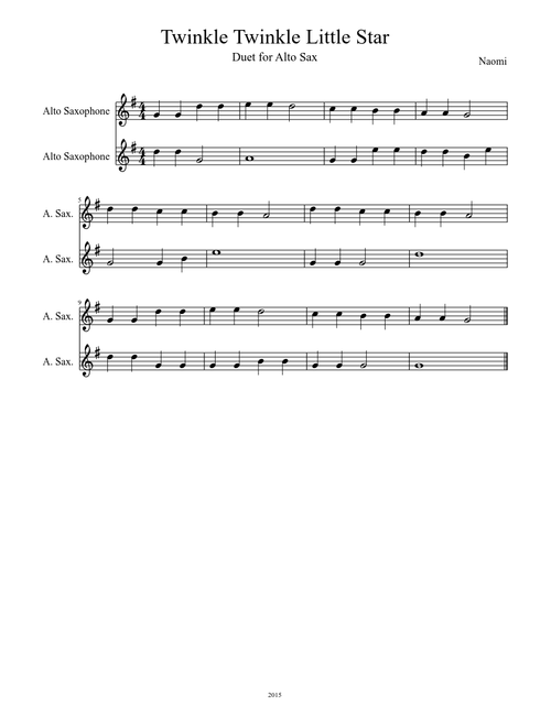 Twinkle Twinkle Little Star | Duet for Alto Sax