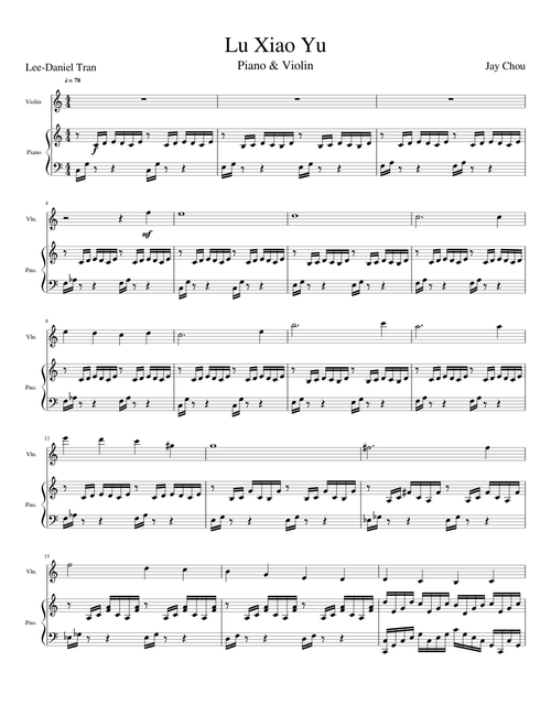 Lu Xiao Yu by Jay Chou Secret (Violin w/Piano)