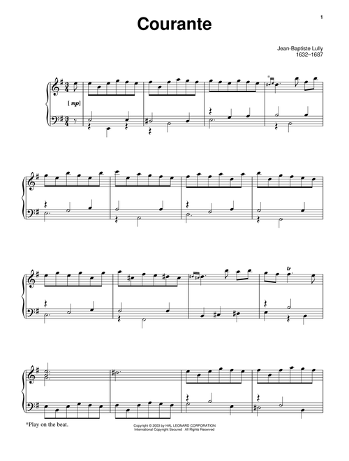 Courante - Jean-Baptiste Lully (Piano Solo)
