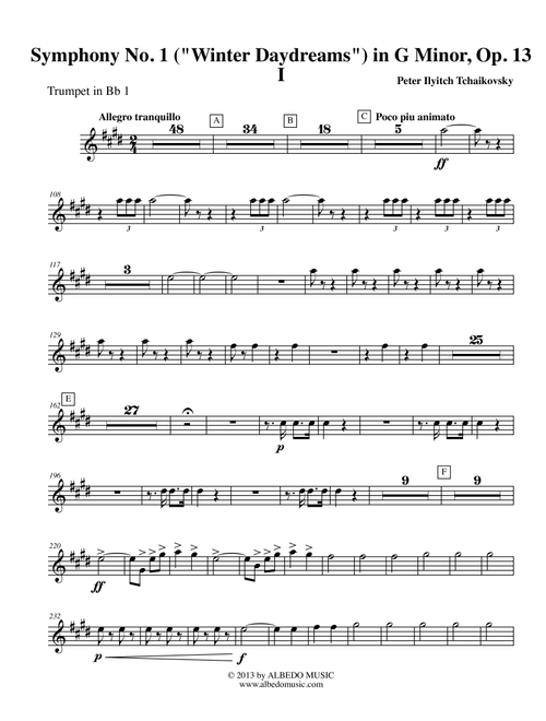 Tchaikovsky Symphony No. 1, Movement I - Trumpet in Bb 1 (Transposed Part), Op. 13 (Arr. Doug Clyde) - ‪Pyotr Ilyich Tchaikovsky‬ (Trumpet Solo)
