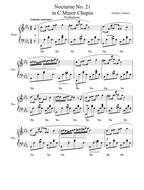 Nocturne No.21 in C Minor Chopin Posthumous