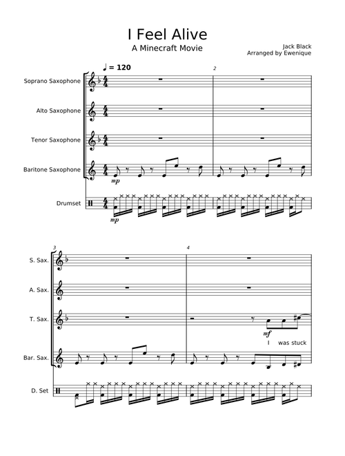 I Feel Alive - for Sax Quartet+