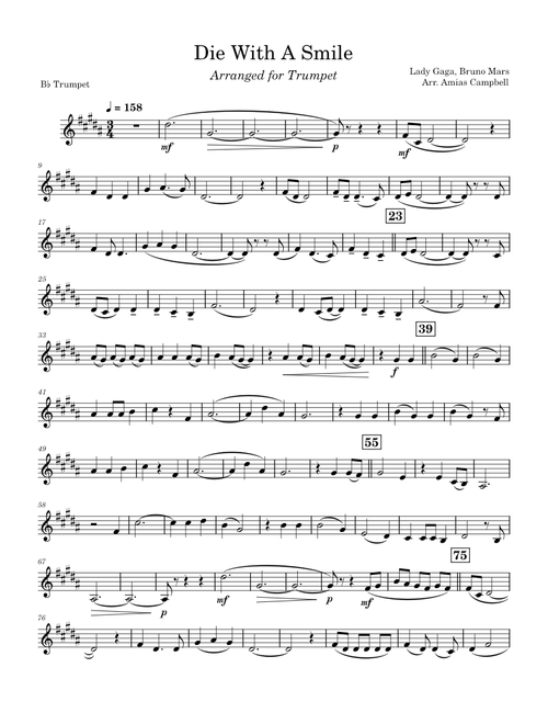 Die With A Smile - Trumpet Tutorial