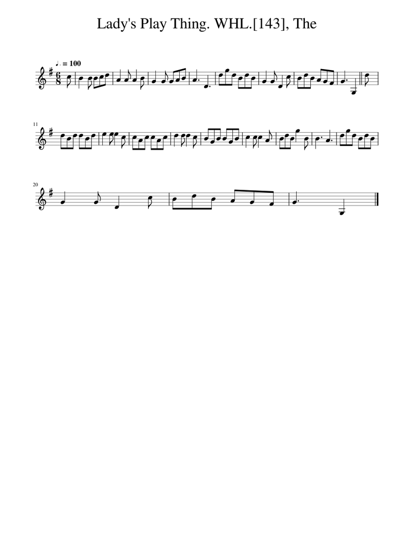 The lady s play thing whl 143 sheet music for piano solo easy