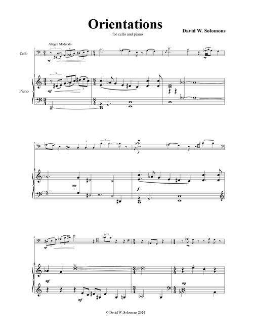 Orientations for cello and piano - David Warin Solomons (Cello and Piano)