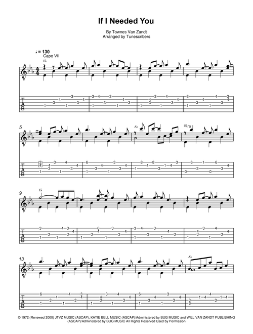 If I Needed You (Arr. Tunescribers) - Townes Van Zandt (Solo Guitar)