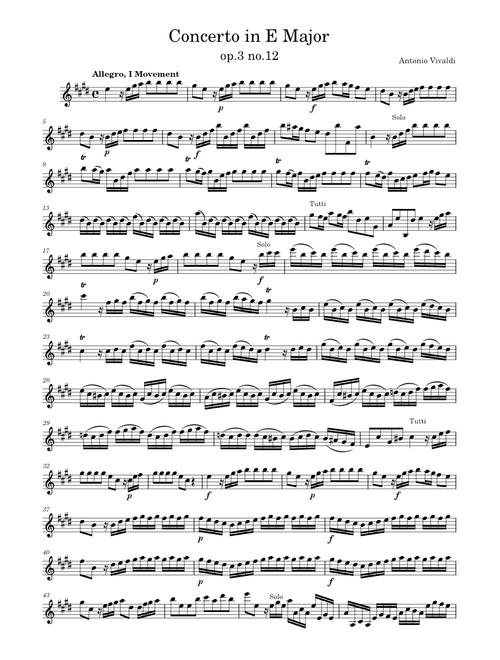 Vivaldi - Concerto in E major - op.3 no.12