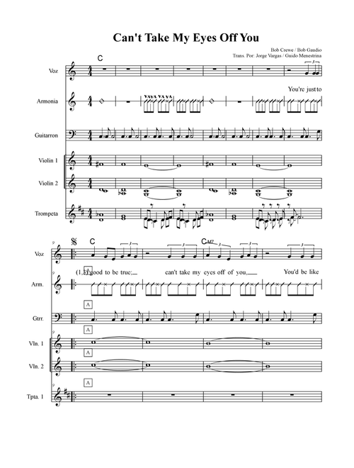 Can't take my eyes off of you (Arr. Guido Menestrina) - Mariachi el Magnifico de Florencia (Small Ensemble)