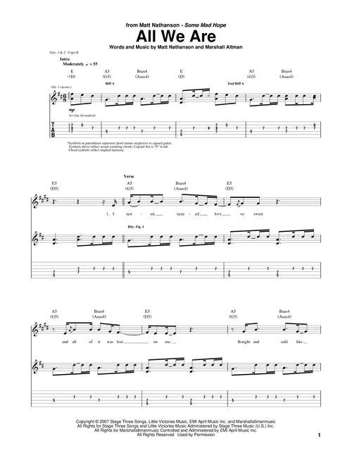 All We Are - Matt Nathanson (Guitar Tab)