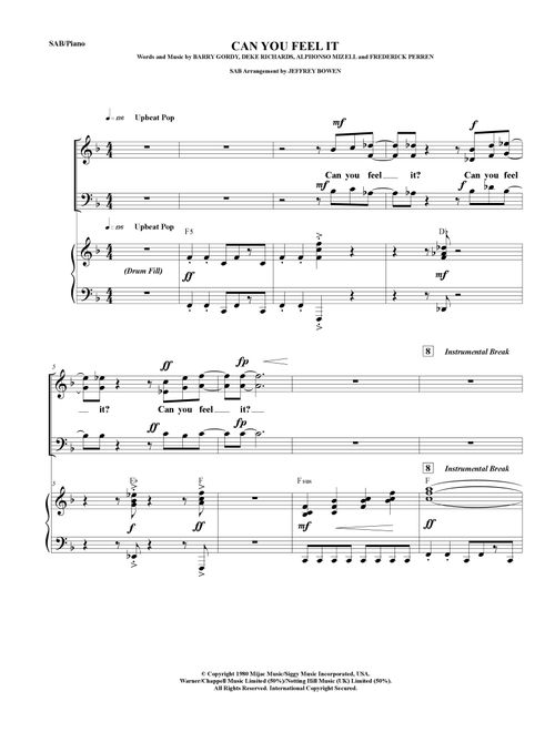 Can You Feel It (Arr. Jeffrey Bowen) - The Jackson 5 (Choral, SAB)