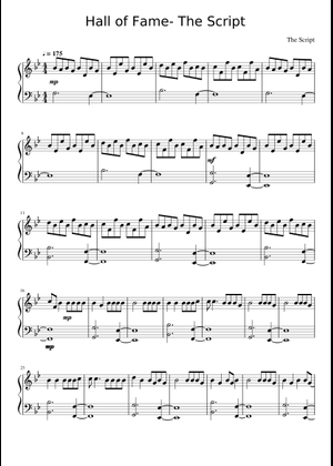 Play Official version of Hall of fame Sheet Music by The Script for ...