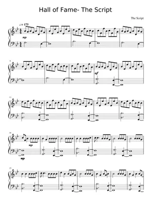 Song Keyboard Script Play Official version of Hall of fame Sheet Music by The Script for ...