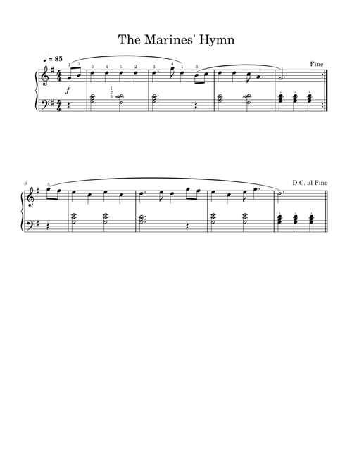The Marines' Hymn – Alfred's Adult Piano All-in-One Course Level 1