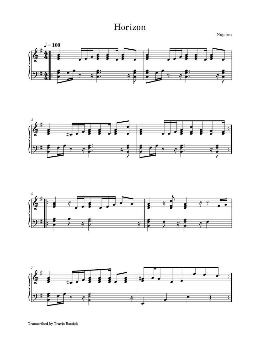 Horizon - Nujabes Sheet Music for Piano (Solo) Easy