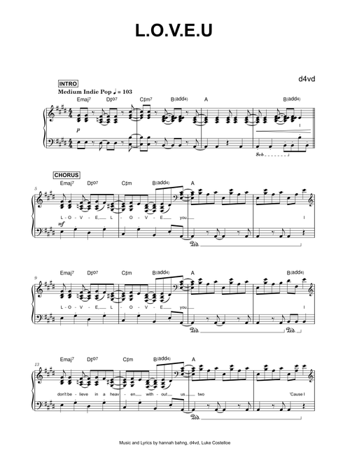 L.O.V.E.U - d4vd (Piano)
