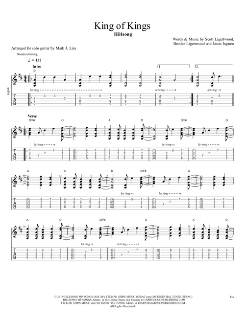 King Of Kings (Arr. Mark Lira) - Hillsong Worship (Guitar Tab)