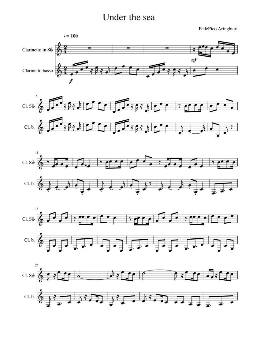 Under the Sea Sheet music for in bflat, bass