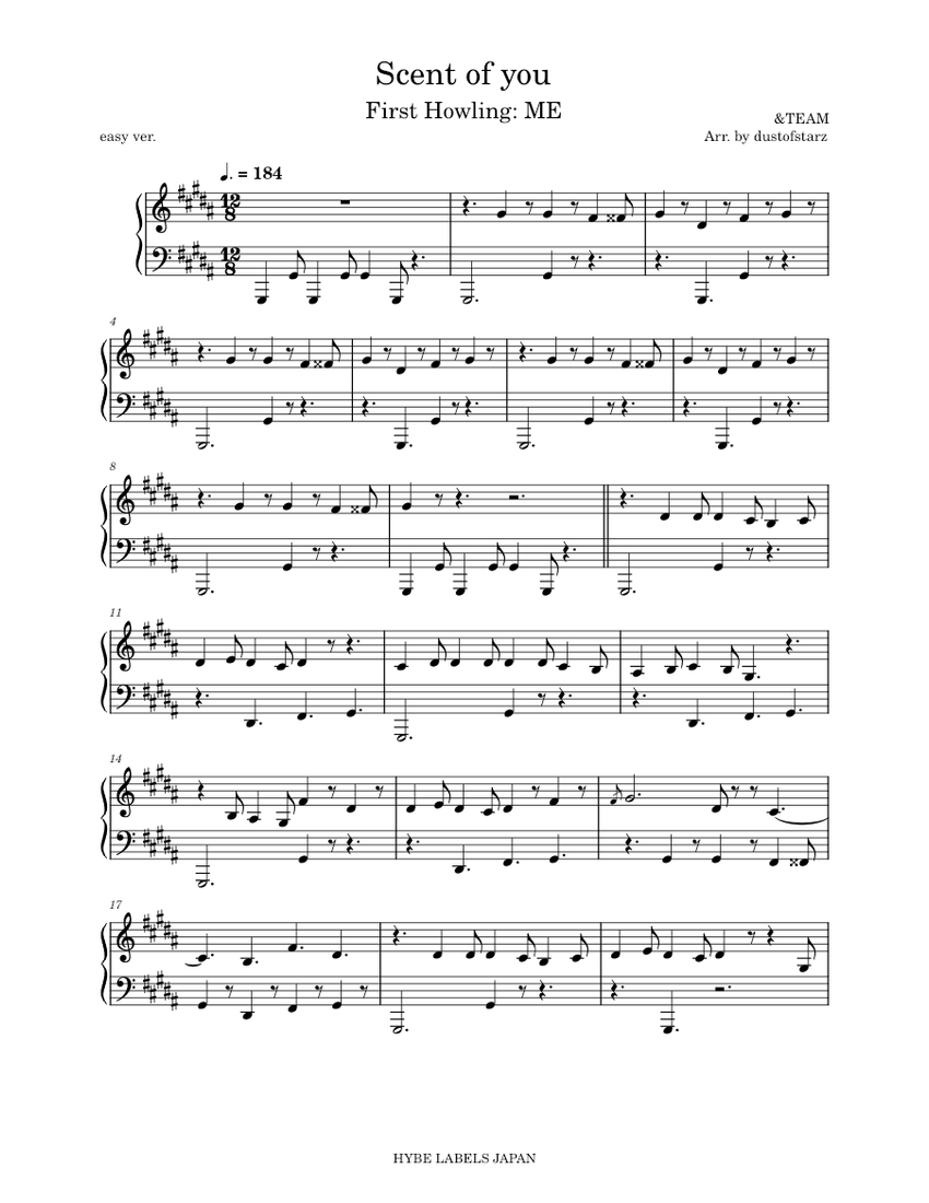 Scent of you &TEAM piano tutorial