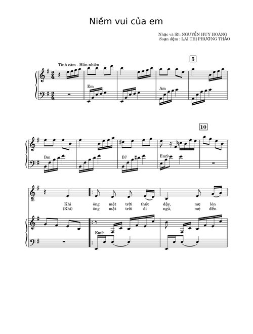 Niềm Vui Của Em - Piano Cover  – Nguyễn Huy Hùng Nguyễn Văn Thọ