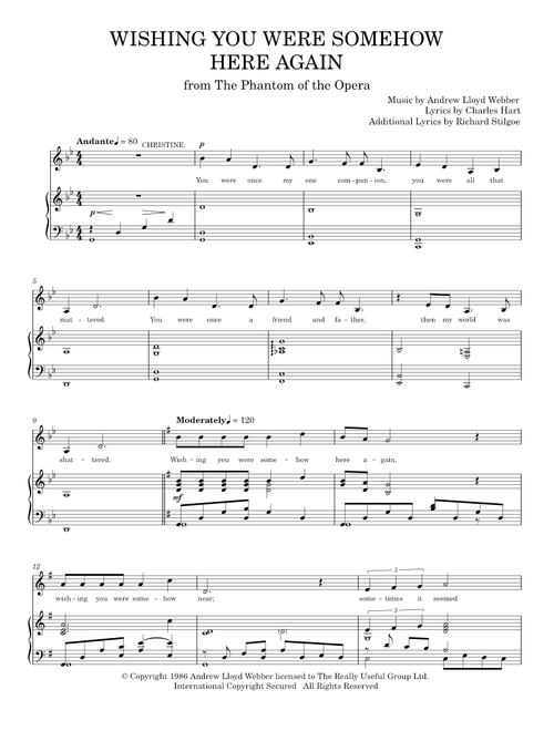 Wishing You Were Somehow Here Again (from The Phantom Of The Opera) - Richard Stilgoe (Piano Vocal)