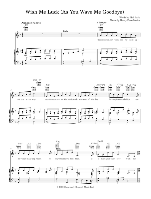 Wish me luck as you wave me goodbye - Vera Lynn (Piano-Voice)