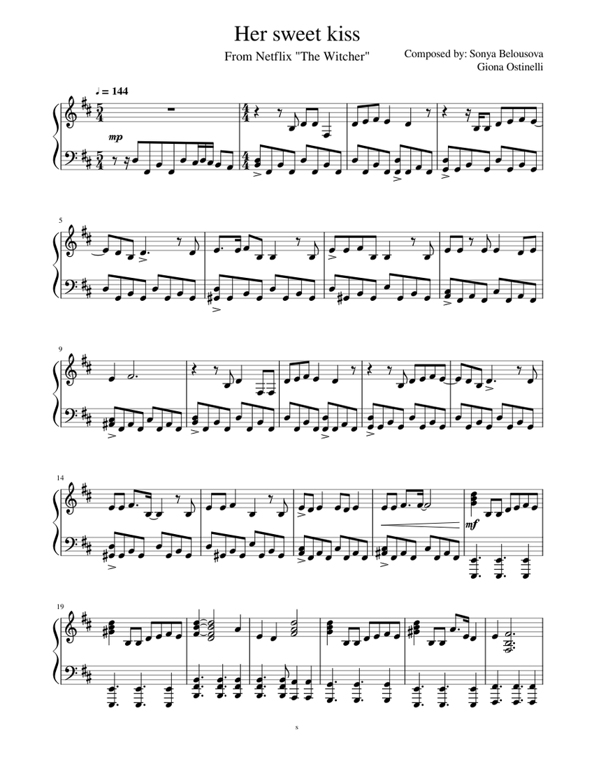 Her sweet kiss Sheet Music for Piano (Solo) | MuseScore.com