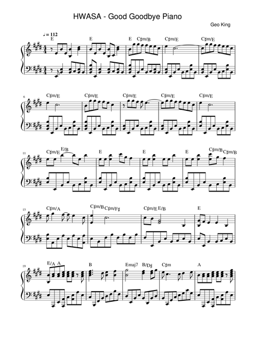 Good Goodbye (Arr. Gregory King) - Shin Ae An, Duomo, Woo Sang Park (Easy Piano)