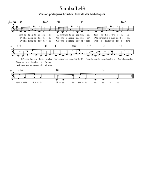 Samba Lele - trad paroles enportugais brésilien