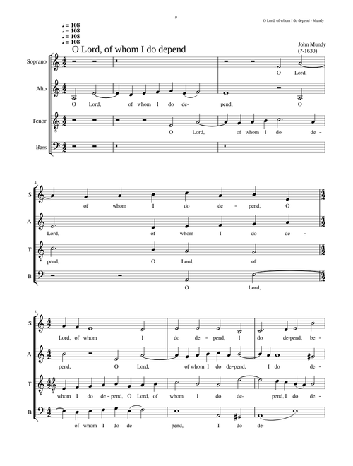 O Lord, of whom I do depend - John Mundy