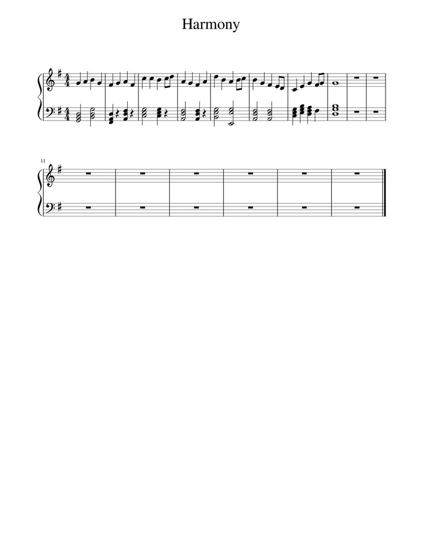 Harmony Sheet music for Piano (Solo) Easy | Musescore.com
