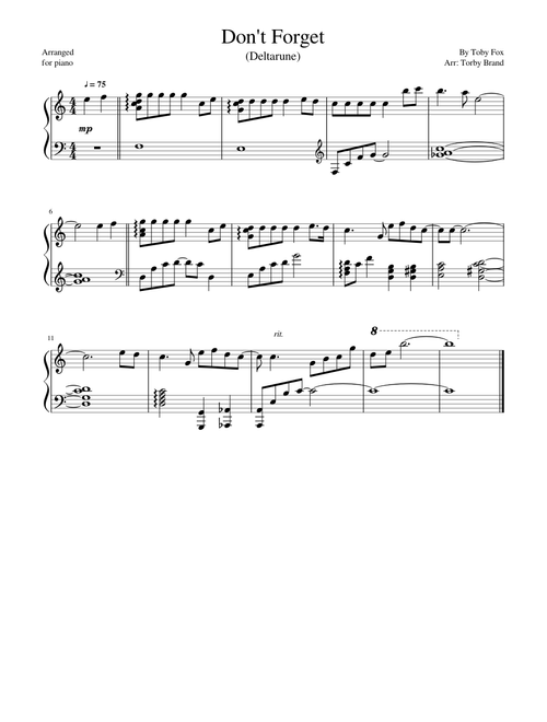 Deltarune - Don't Forget (Ending Theme) Solo Piano Version