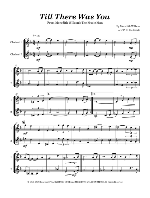 Till There Was You (Arr. P. R. Frederick) - The Beatles (Clarinet Duet)