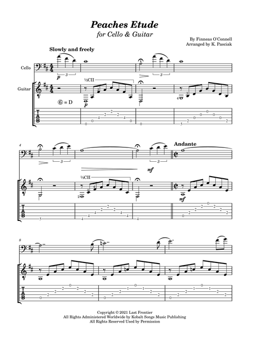Peaches Etude (Arr. Kenneth Pasciak) - Finneas O'Connell (Instrumental Duet)