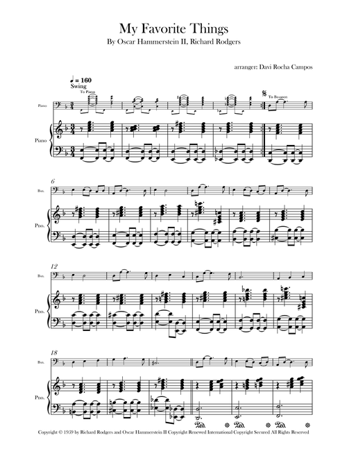 My Favorite Things (Arr. Davi Rocha Campos) - John Coltrane (Bassoon and Piano)