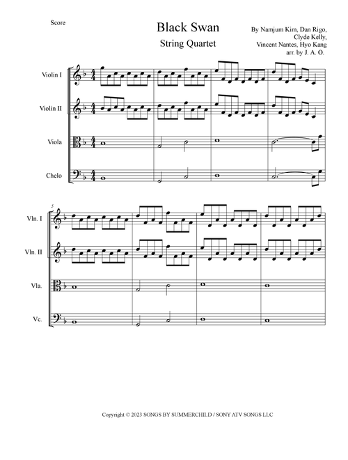 Black Swan (Arr. José angel Ortiz ramirez) - BTS (String Quartet)