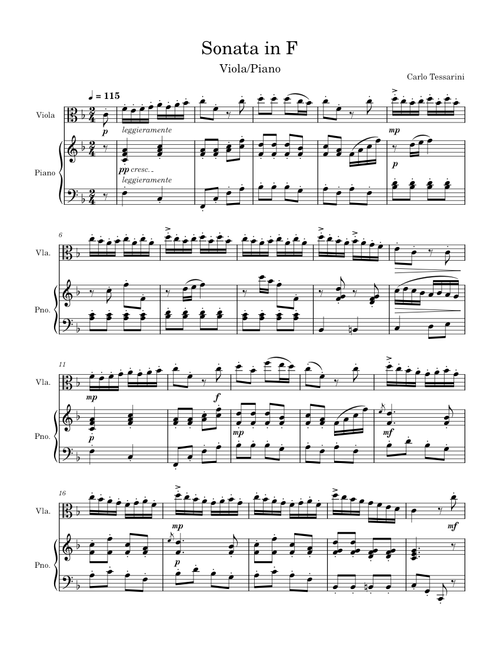 Cello Sonata in F major – Carlo Tessarini (Viola/Piano)