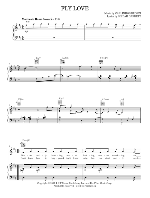 Fly Love - Jamie Foxx, Rio Movie (Piano-Vocal-Guitar)