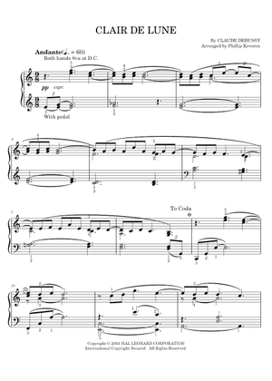 Clair De Lune By Claude Debussy For Solo Trumpet Sheet Music for